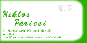 miklos paricsi business card